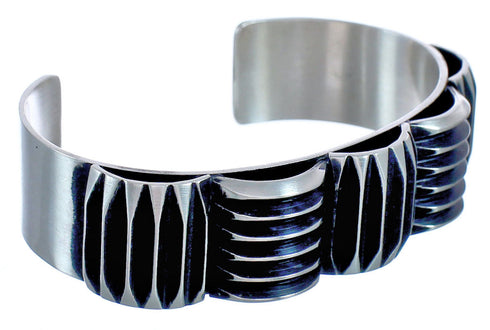 Patterned Navajo Genuine Sterling Silver Cuff Bracelet CB118198